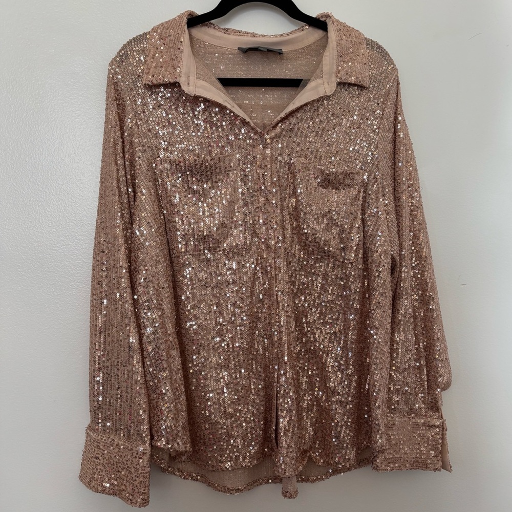 Anthropology Sunday in Brooklyn Sequin Embellished Women's Top Size 1X